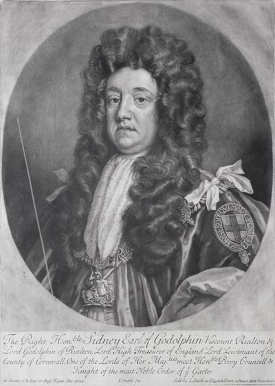 Porträt von Sidney Godolphin (1645-1712) 1. Earl of Godolphin, graviert und veröffentlicht von John Smith, 1707 von Godfrey Kneller